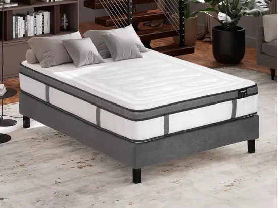 Matelas 160 x 200 cm hybride ressorts ensachés 7 zones et mémoire de forme ép.30cm - OLIANE de YSMÉE