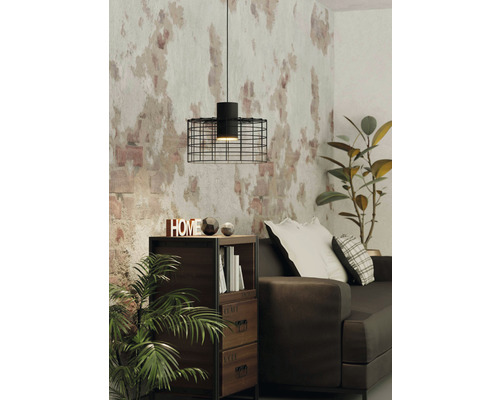 Hanglamp, 1-lichts, HxØ 110x38 cm, zwart, cilinder buitenkant zwart, binnenkant wit
