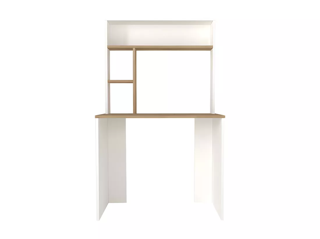 Bureau avec rangements - Blanc et naturel - VALURI