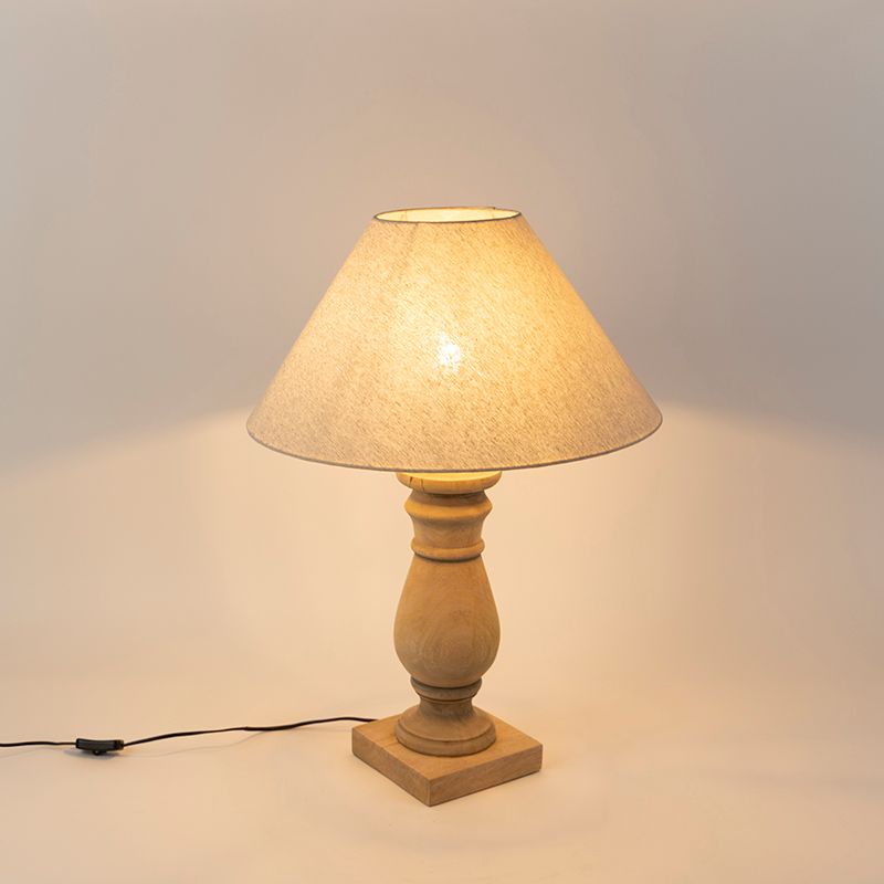 Landelijke tafellamp met linnen kap beige 50 cm - Catnip