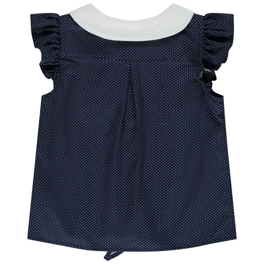 Chemise sans manches nouée à pois pour bébé fille - Bleu marine