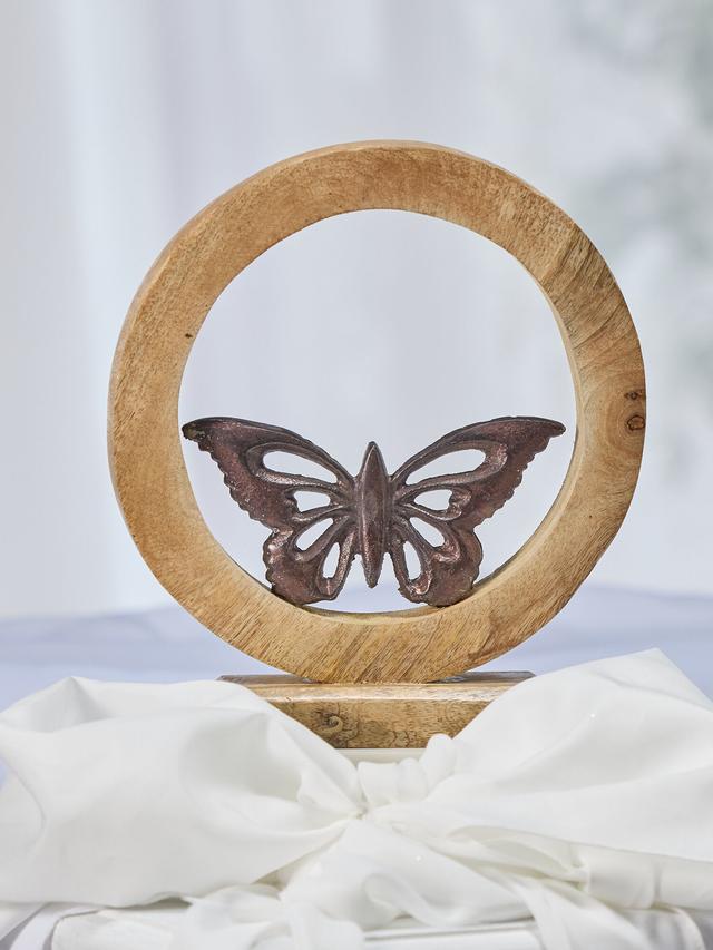 Aluminium Schmetterling im Mangoholz-Ring