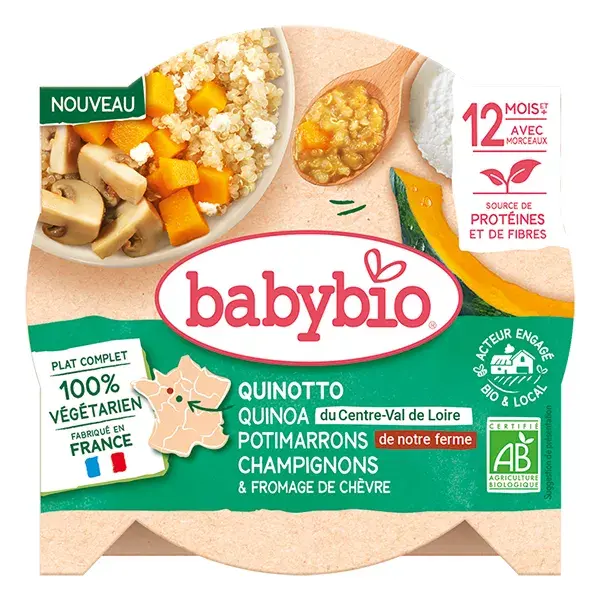 Babybio Quinotto Vegetais Quinoa Abóbora Verduras Cogumelos Queijo Orgânico 230g