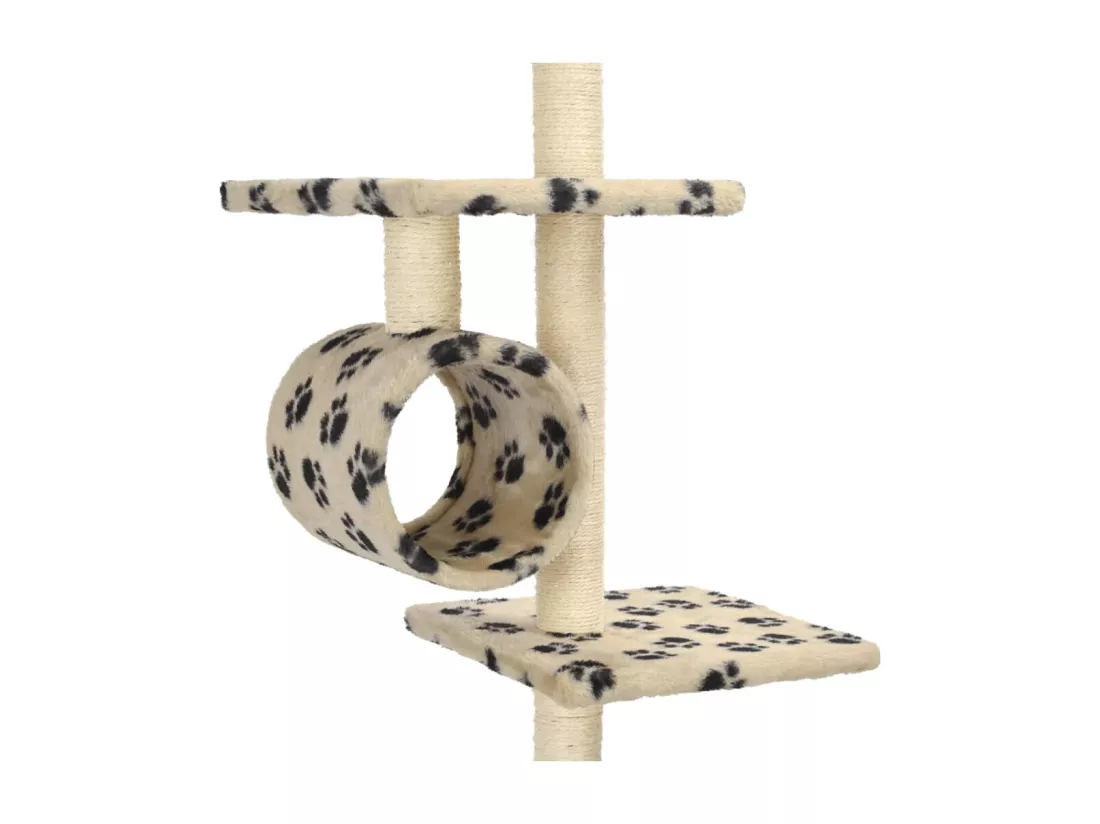 Arbre à chat avec griffoirs en sisal 260 cm Beige Motif pattes