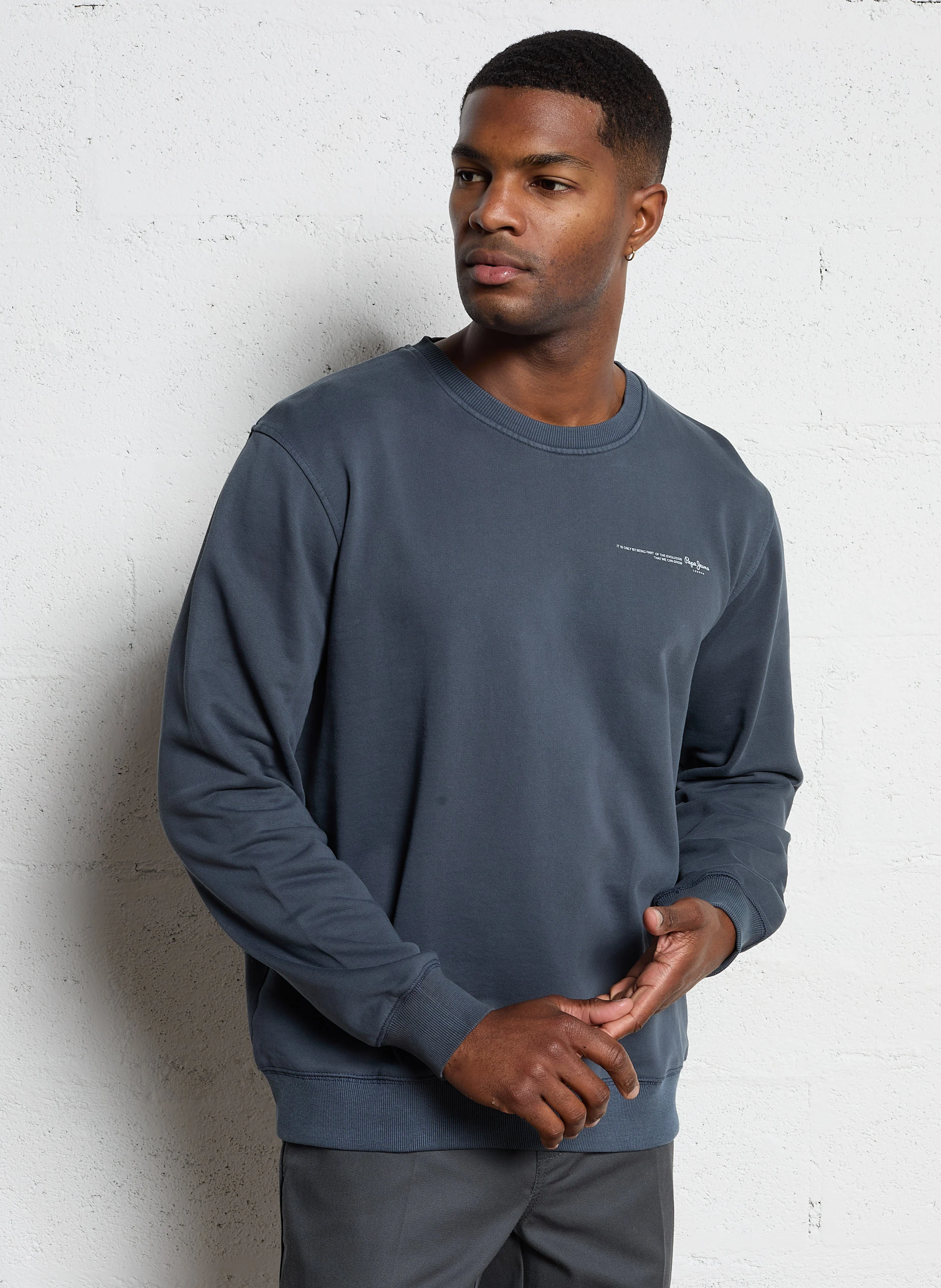 DAVY CREW - Sweat coupe droite à col rond | Bleu