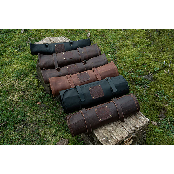 Trousse à couteaux artisanale en cuir 5 emplacements cognac Witloft