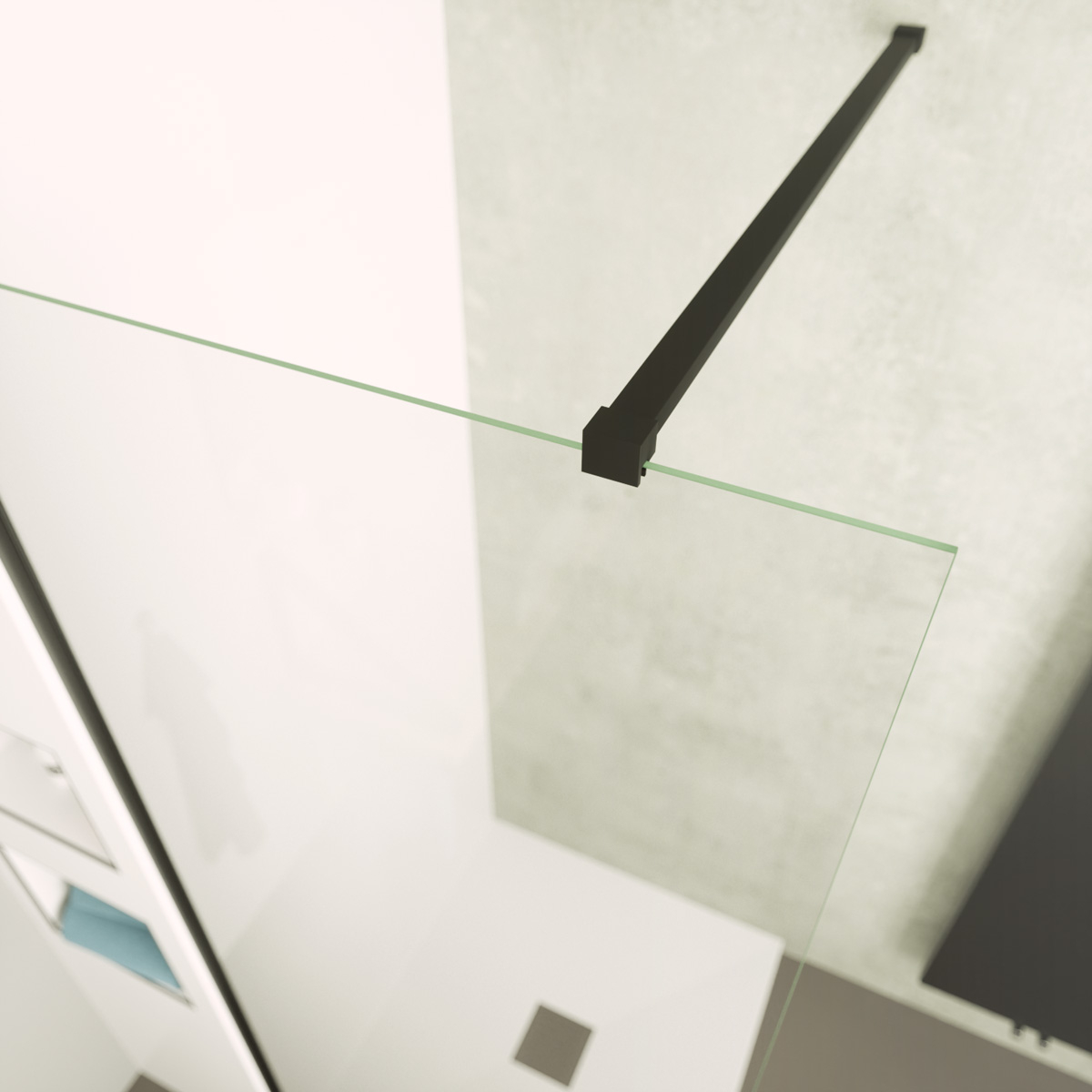 Sanigoods Clear inloopdouche 120cm helder anti-kalk incl zwart profiel & stang