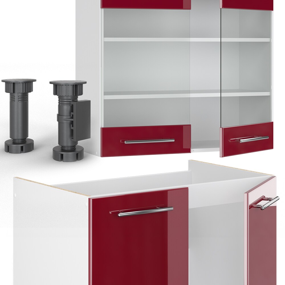 Vicco Küchenzeile Küchenblock Einbauküche 240cm Fame-Line Hochglanz Fronten
