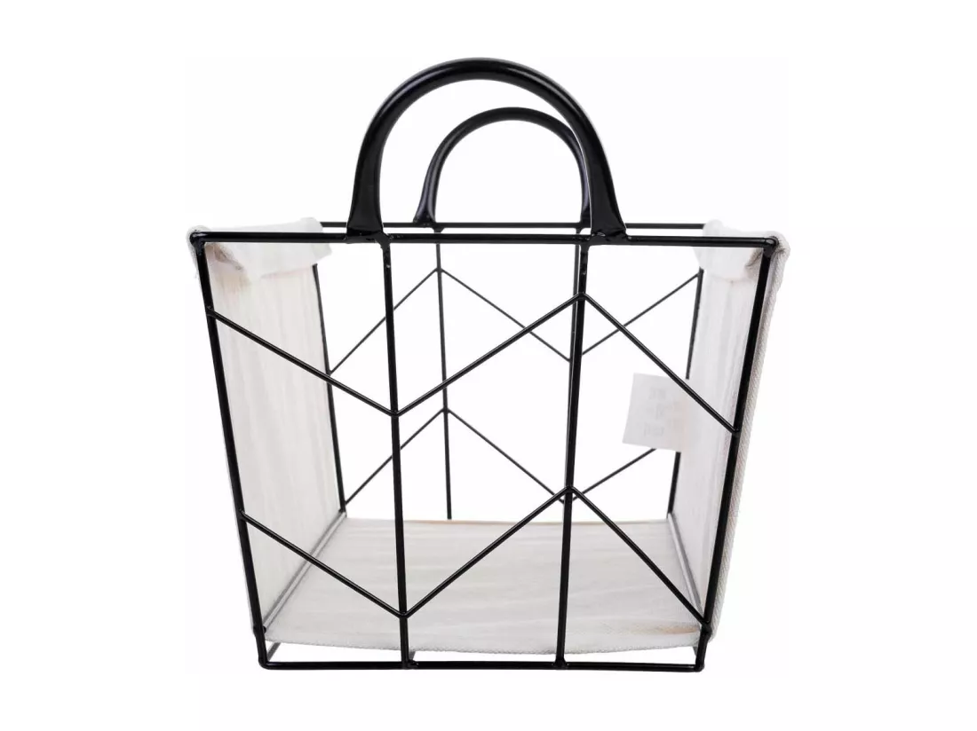 Panier de rangement en métal et tissu 35x23x18/25