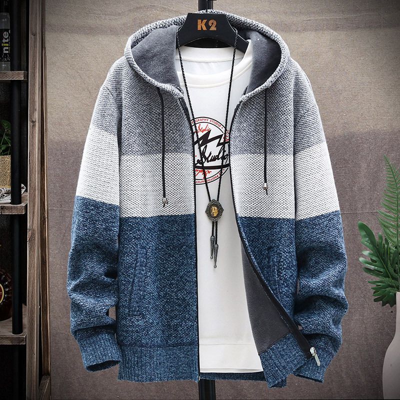 Sparrow Farm - Color Block Hooded Zip Cardigan