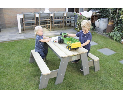 EXIT Aksent zand-, water- en picknicktafel met 2 banken, 94x121x50 cm, grijs
