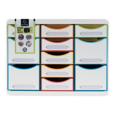 Exacompta Black Office - Module de classement 11 tiroirs - blanc/arlequin