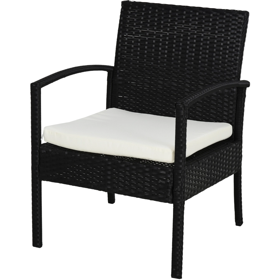 Outsunny Polyrattan Sitzgruppe als 7-teiliges Set schwarz, cremeweiß