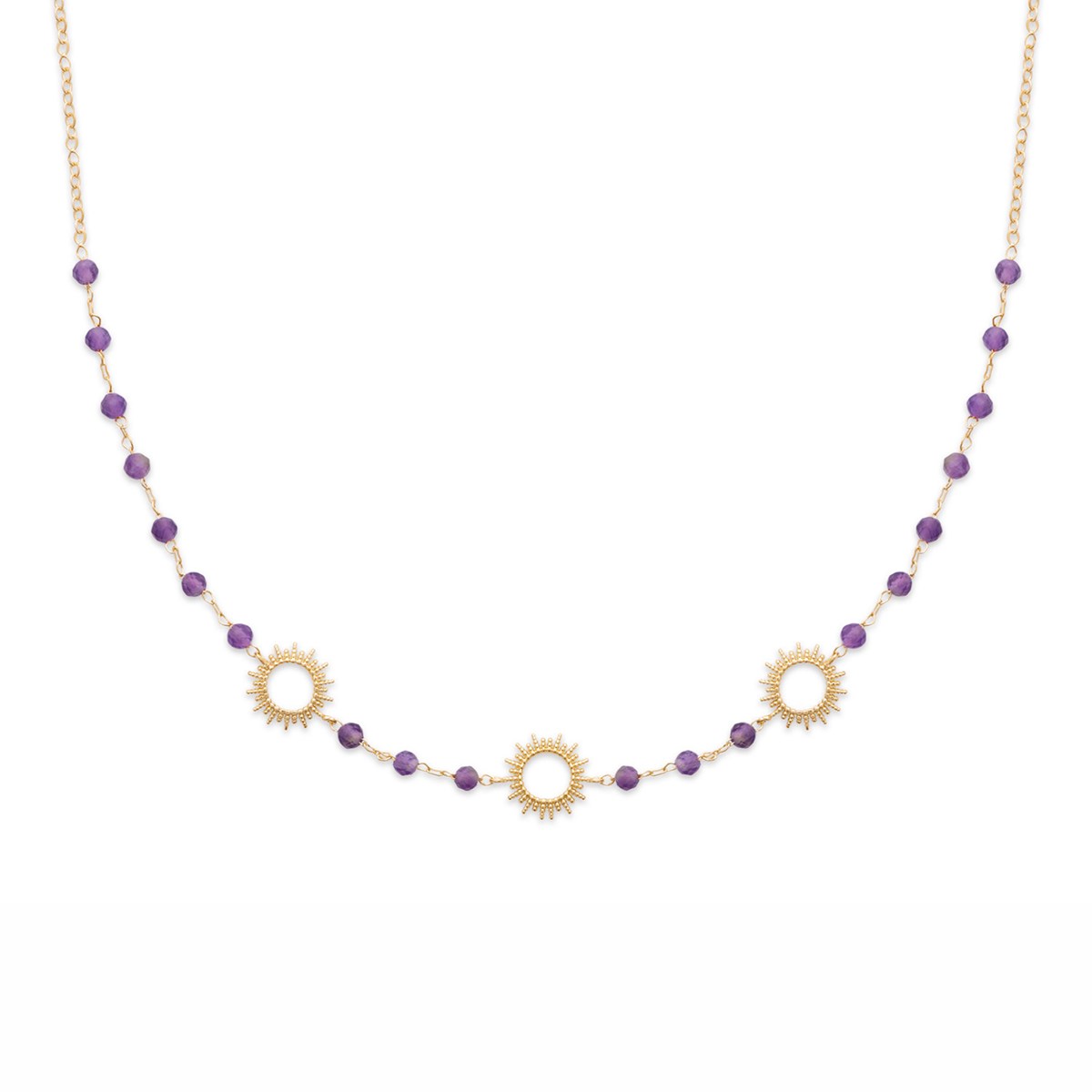Collier Brillaxis 3 soleils et améthyste