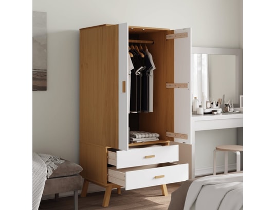 VIDAXL - Armoire Garde-robe olden blanc et marron 76,5x53x172 cm bois massif...