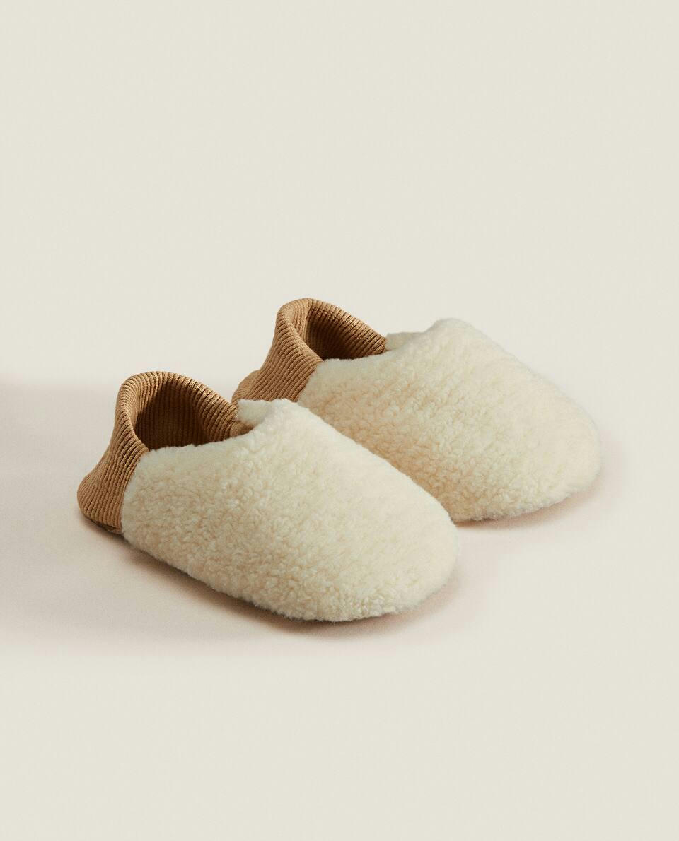 pantufas babouche de imitação de pele de carneiro