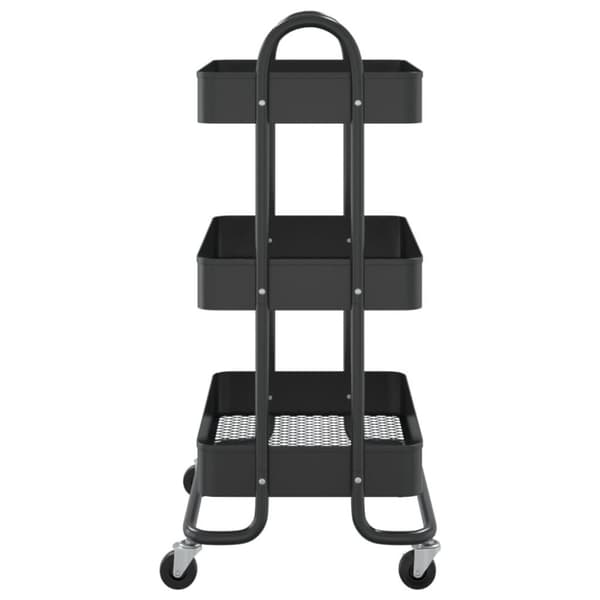 vidaXL Kjøkkentralle 3 etasjer svart 43x34x79 cm jern