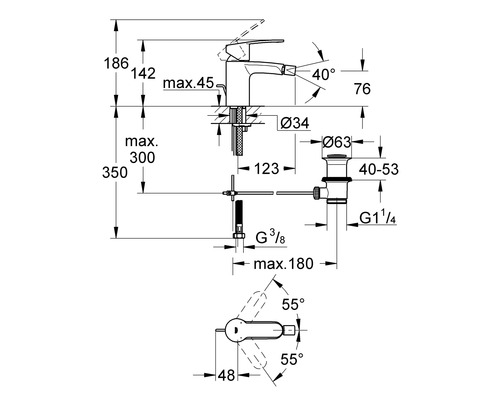 GROHE bidetmengkraan EUROSTYLE COSMOPOLITAN chroom 33565002