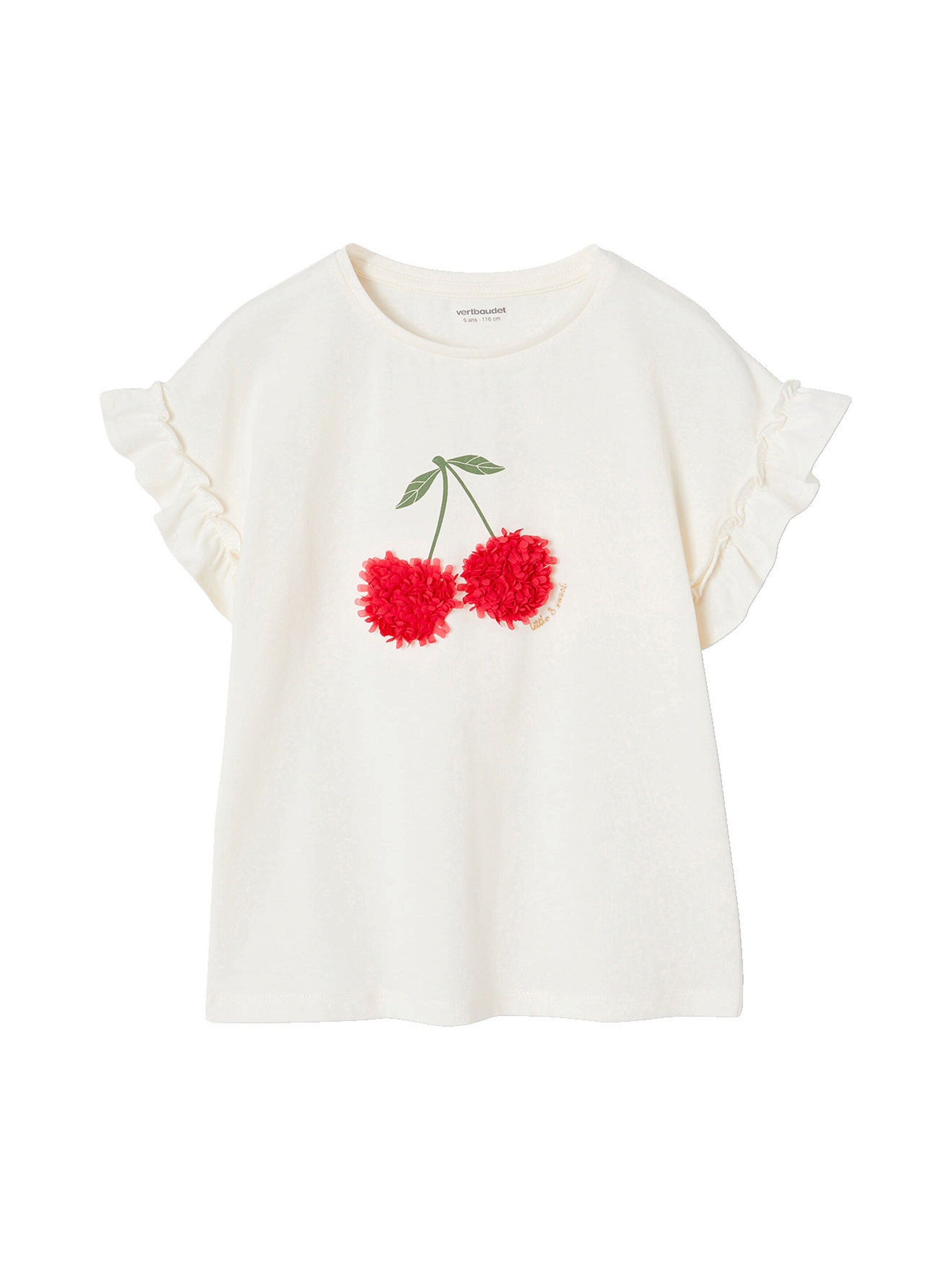 Vertbaudet Mädchen T-Shirt mit Volantärmeln weiß