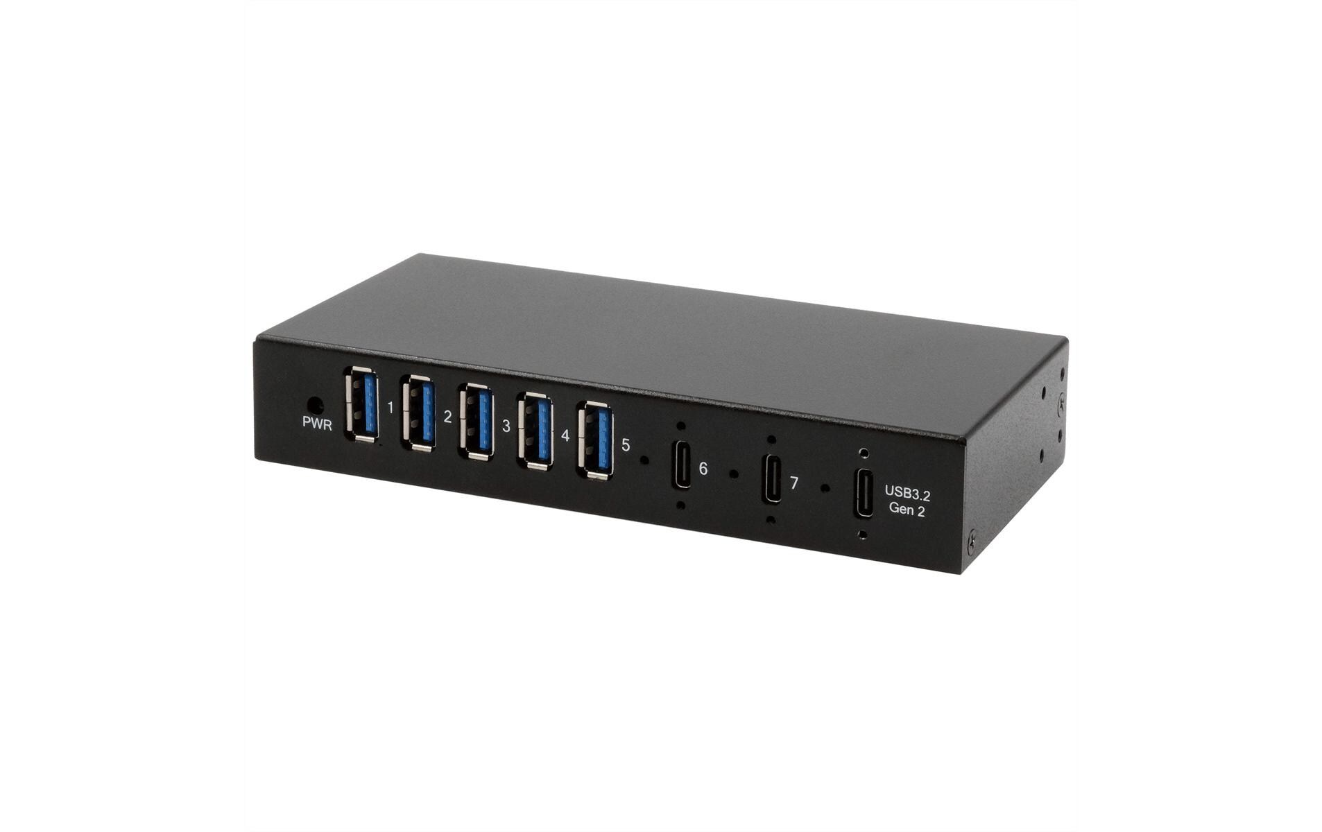 USB-Hub Industrial USB 3.2 Gen 2 x 1 Hub 7-Port<br>7-Port USB HUB für Tisch, Wand- und DIN-Rail Montage