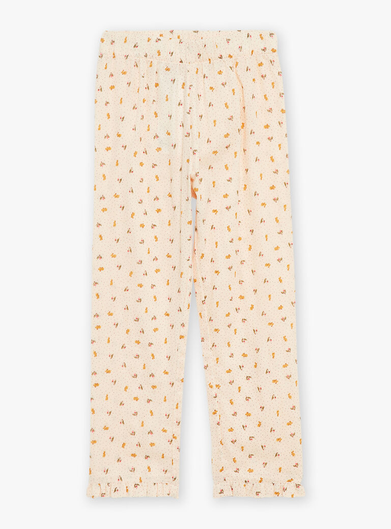 Pyjama rose pâle en gaze de coton à imprimé fleuri