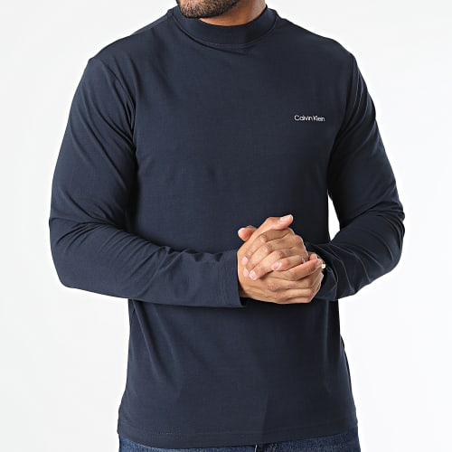 Tee Shirt Manches Longues Micro Logo 0179 Bleu Marine