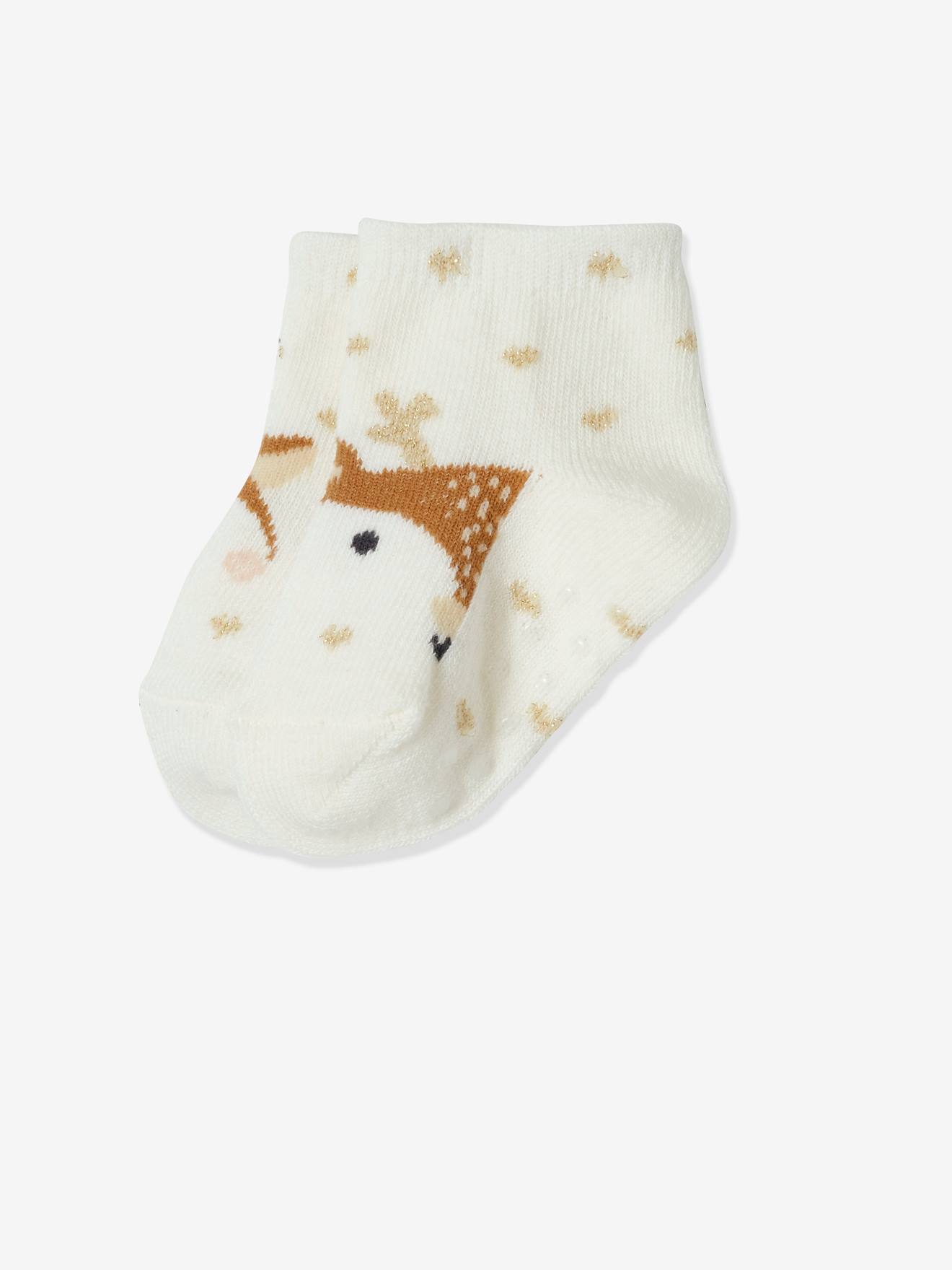 Conjunto de Natal para bebê menino, camiseta + calça + meias, marrom claro liso com estampas.