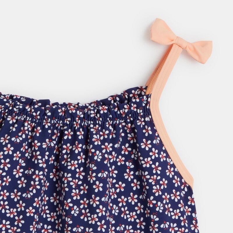 Maillot de bain 2 pièces fleuri bleu bébé fille Bleu