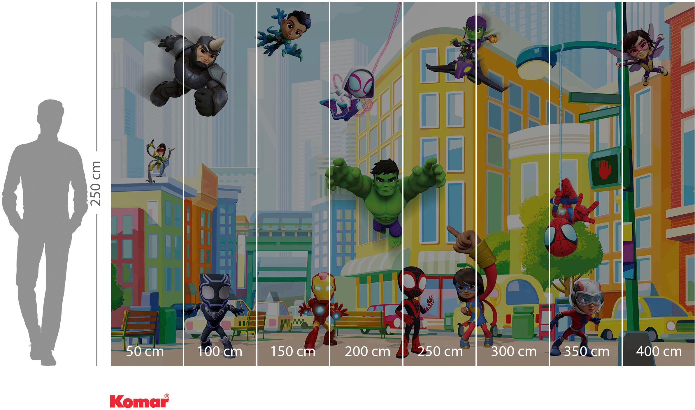 Komar Fototapete »Digitaldruck Vlies -  Spidey Sightseeing Tour with Friends« bedruckt glatt Kinderzimmer