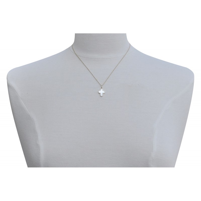 Pendentif Plaqué Or Croix de Nacre