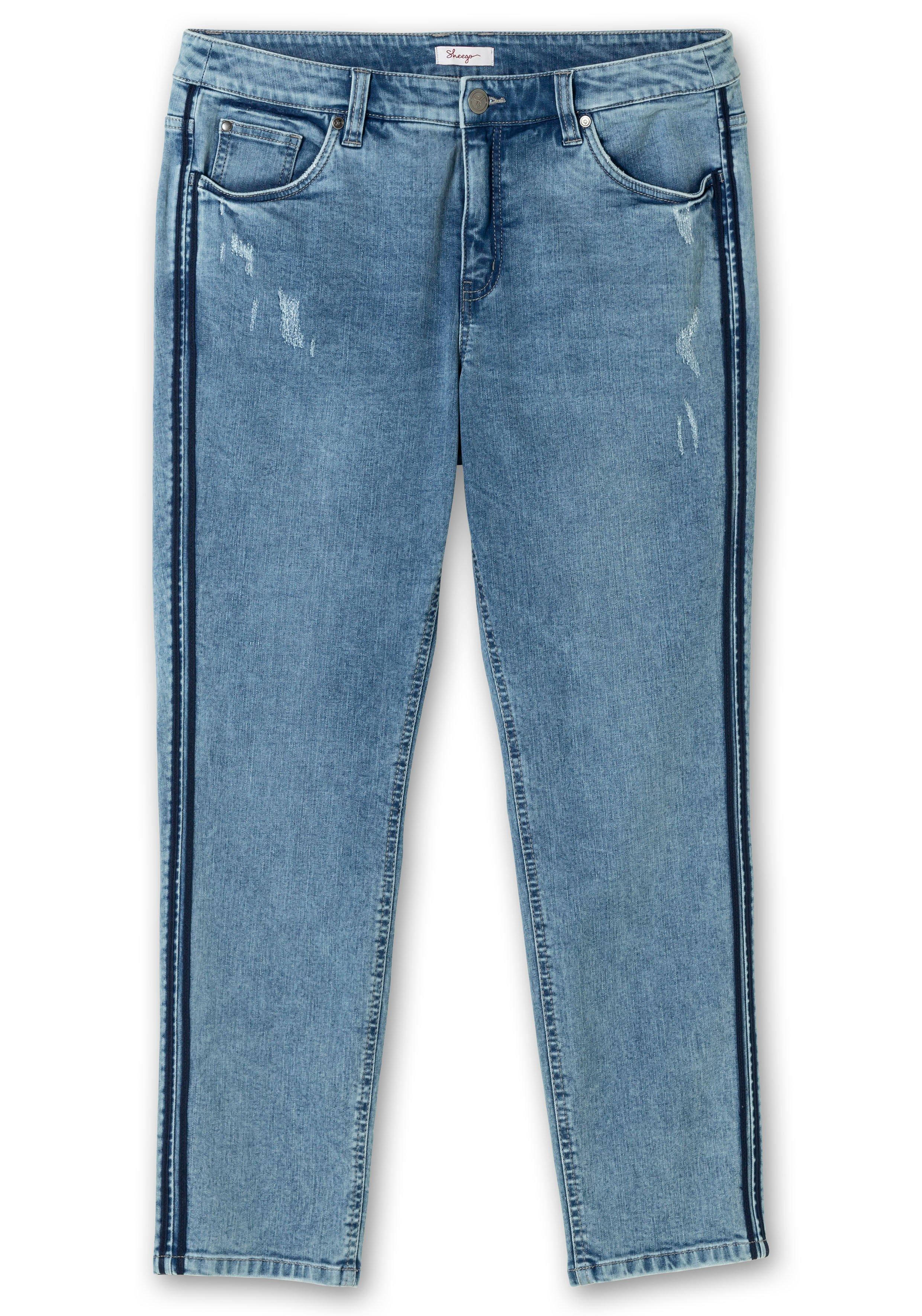 Schmale Jeans mit seitlichen Galonstreifen