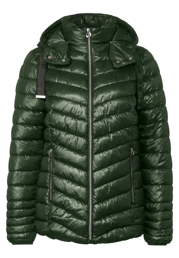 Kurze Steppjacke mit Kapuze - verdant green