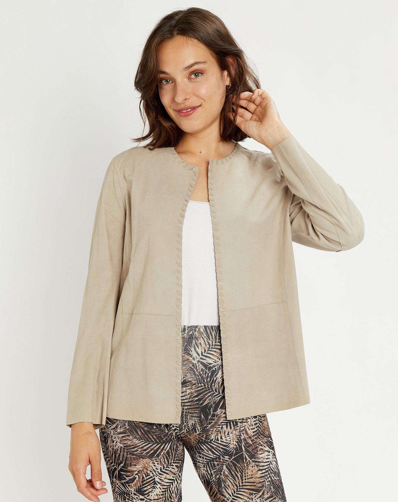 Lauren Vidal Veste en Cuir Birdy sable