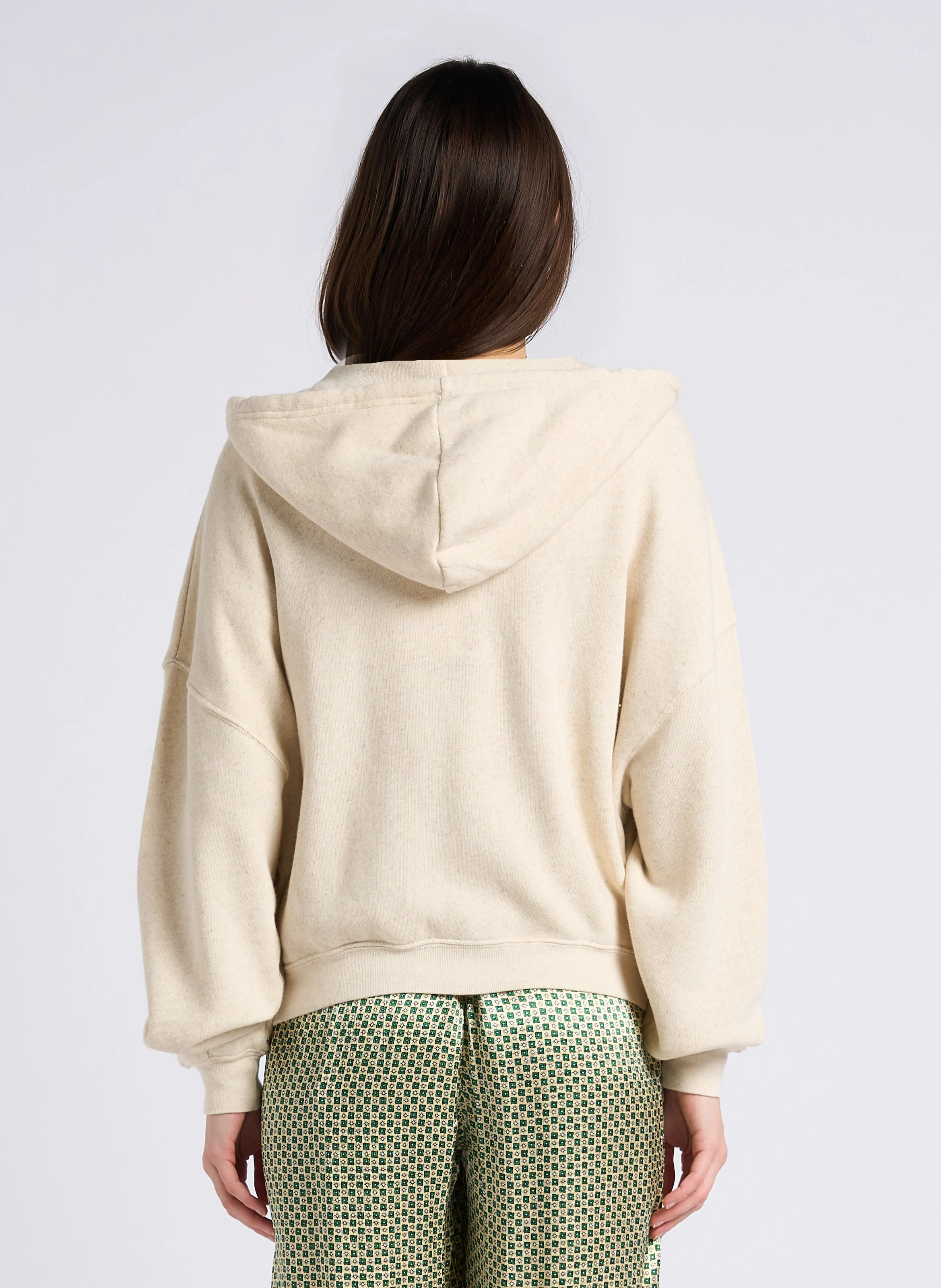 ITONAY - Sweat à capuche en coton bio et lin mélangé | Beige