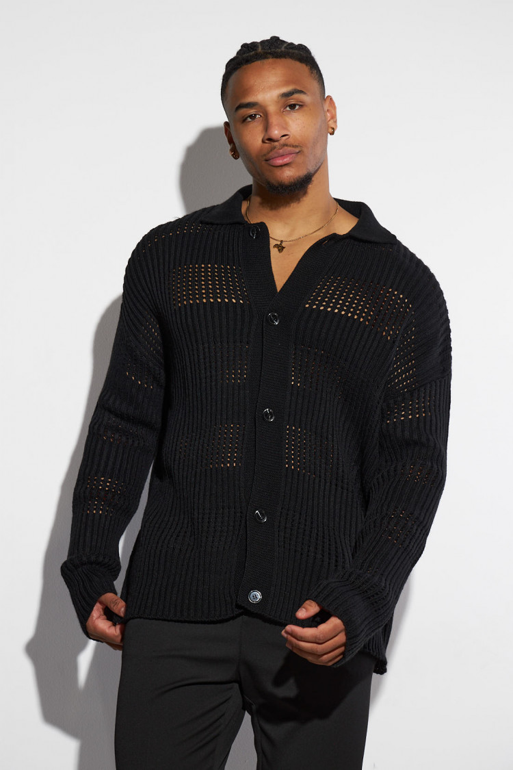 Gilet en maille ajourée noir