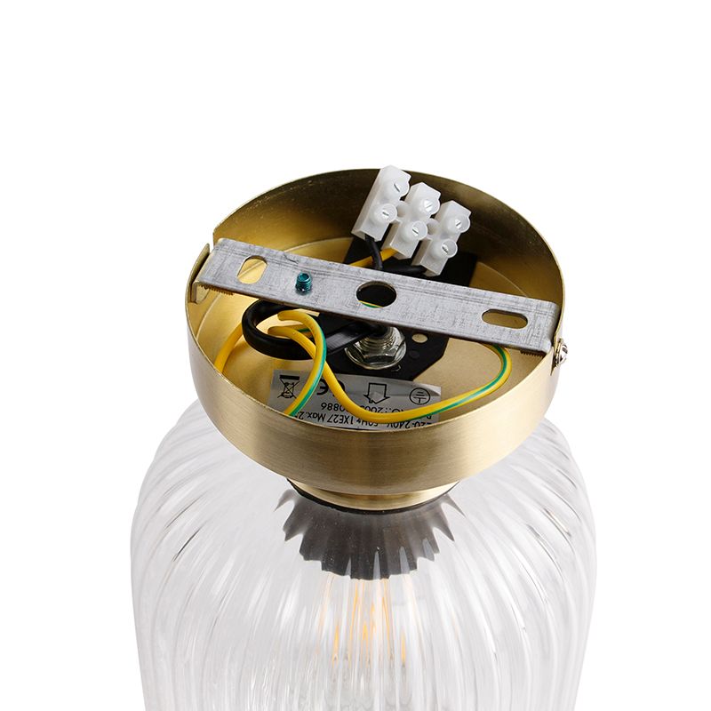 Art Deco plafondlamp messing met helder glas - Banci