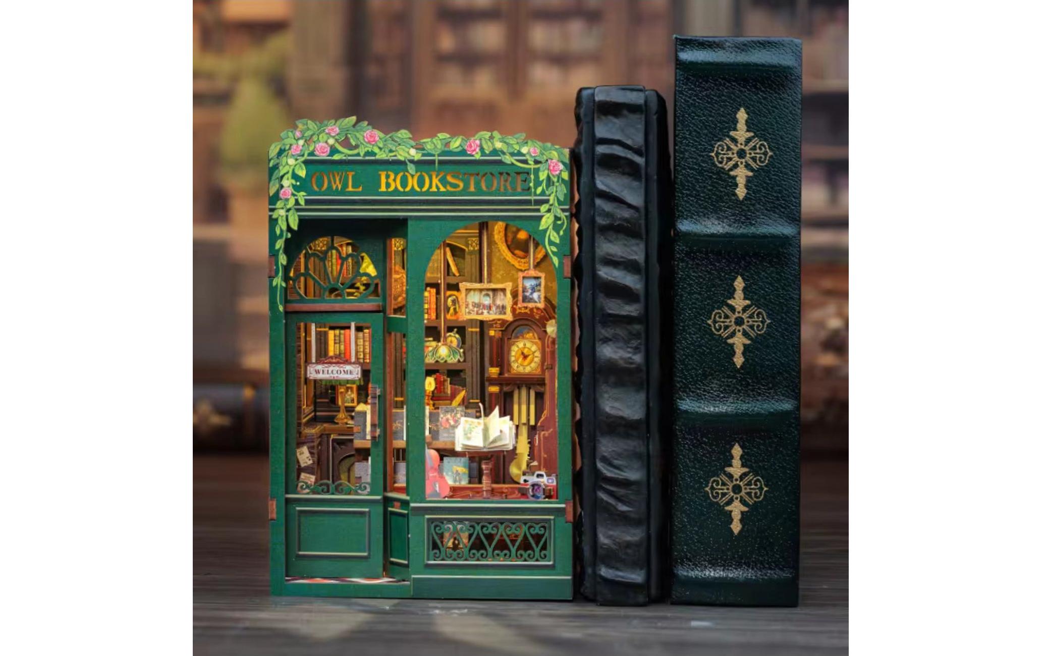 Bausatz Die Buchhandlung3D-Modell aus lasergeschnittenen Holzteilen
