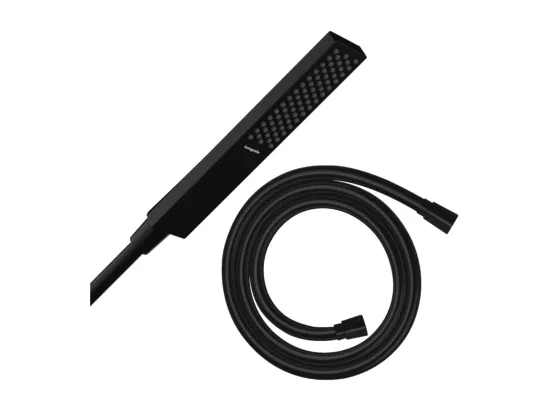 Pommeau de douche HANSGROHE Pulsify E 100 EcoSmart noir mat + flexible de douche 1,60 m HANSGROHE Isiflex noir mat