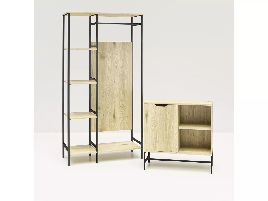 Modine | Armoire avec 5 étagères en panneaux de particules nature