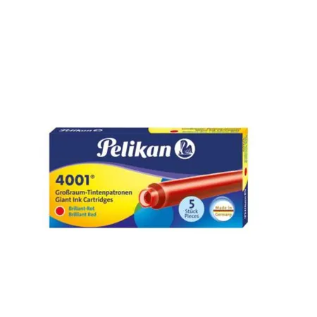Pelikan Tintenpatrone 4001 Großraumpatrone, 5 Stück, brilliant-rot