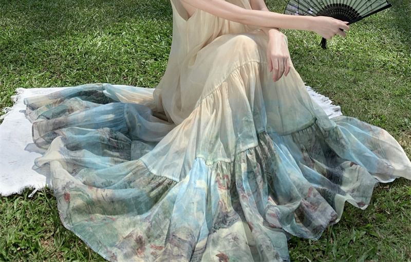 Lydiah - Halter maxi-zonnejurk met patroon