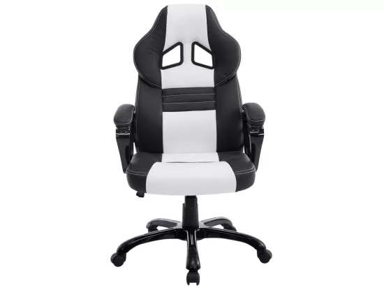 Chaise de bureau - Similicuir & Plastique - Noir / Blanc - XL Pedro