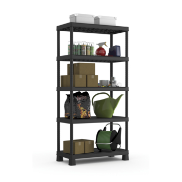 Keter Plus stellingkast - 5 planken - 90x40x182cm - zwart
