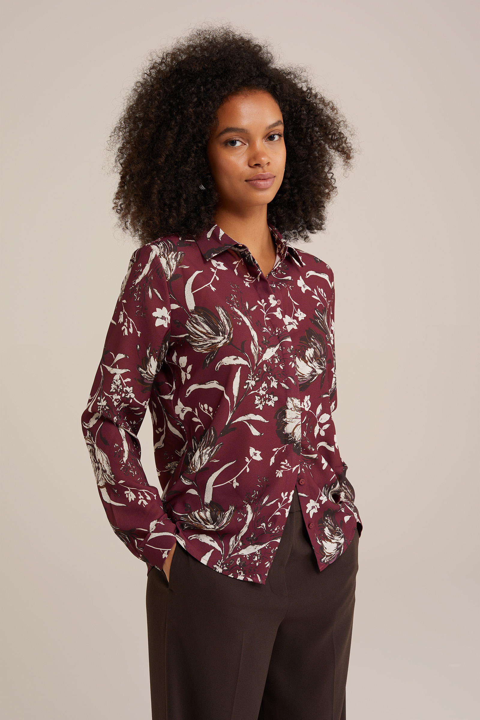 blouse met fijne structuur WE Fashion Saffraan rood