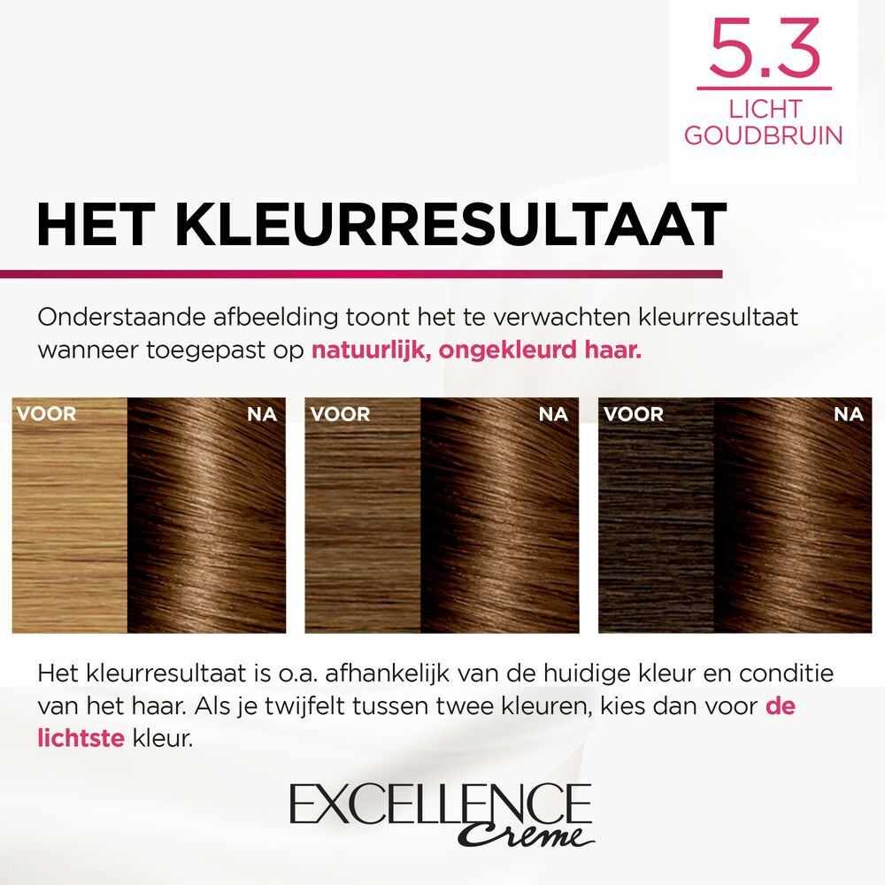 L'Oréal Excellence Crème Permanente Crèmekleuring 5.3 Licht Goudbruin