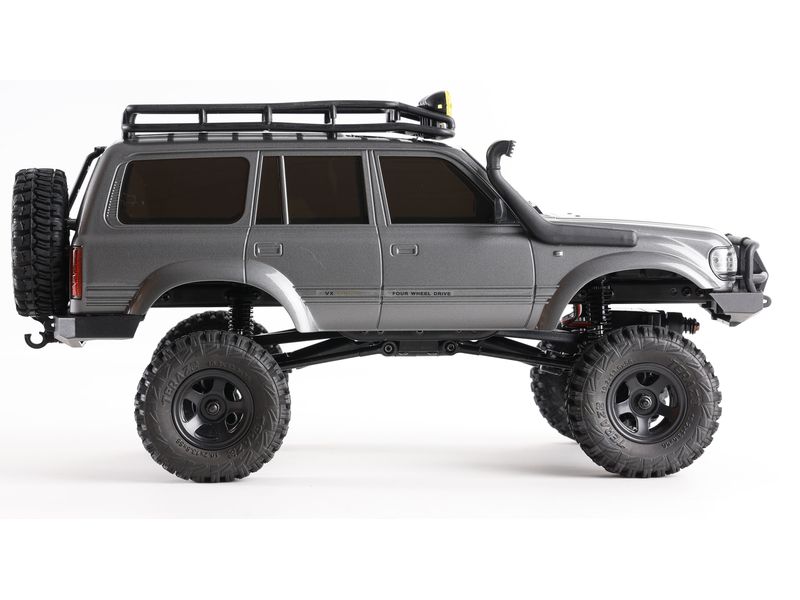 FMS Scale Crawler FCX18 Toyota LC80 Grau, RTR, 1:18 Mini Rock Crawler mit detaillierter Toyota Landcruiser Karosserie und 2-Gang Getriebe