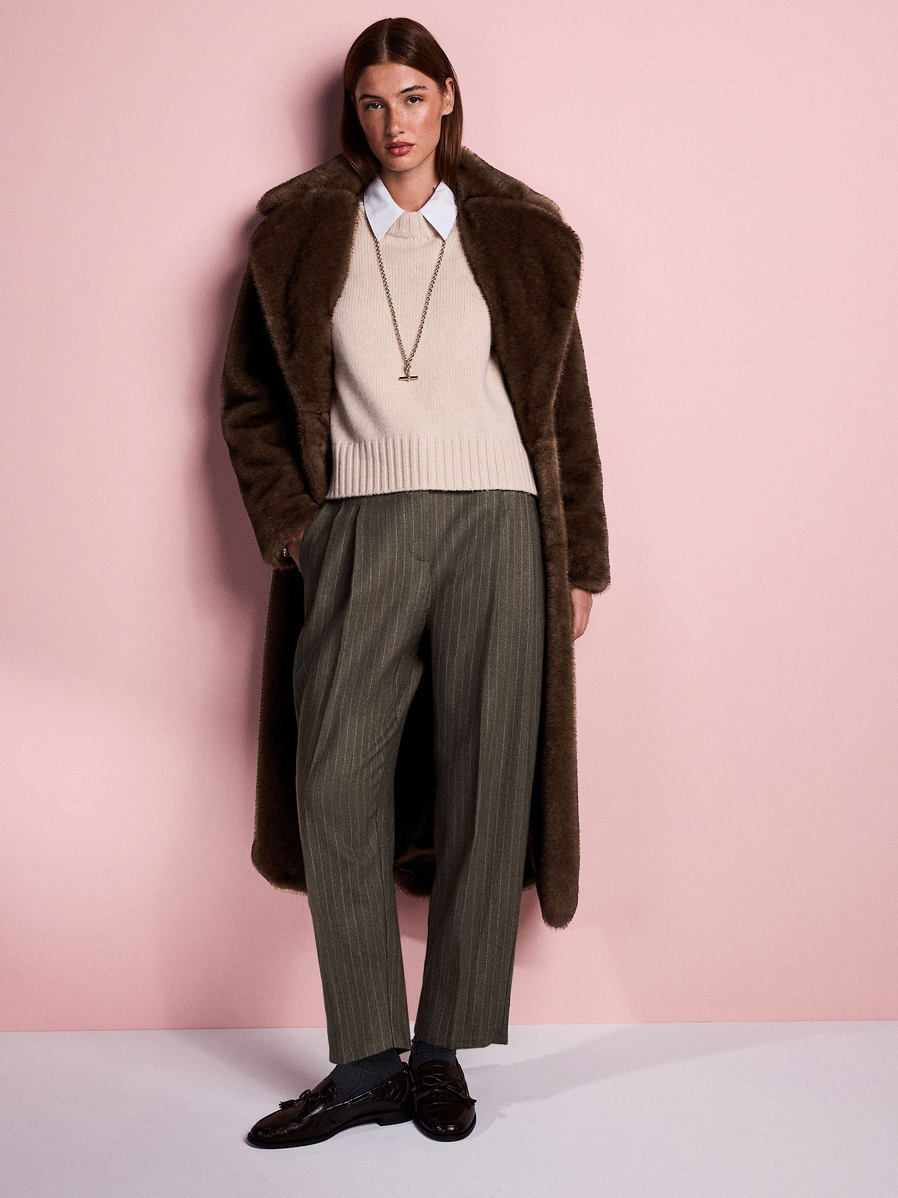 Chocoladebruin - Tabitha Simmons X Next Premium Long Faux Fur Coat
