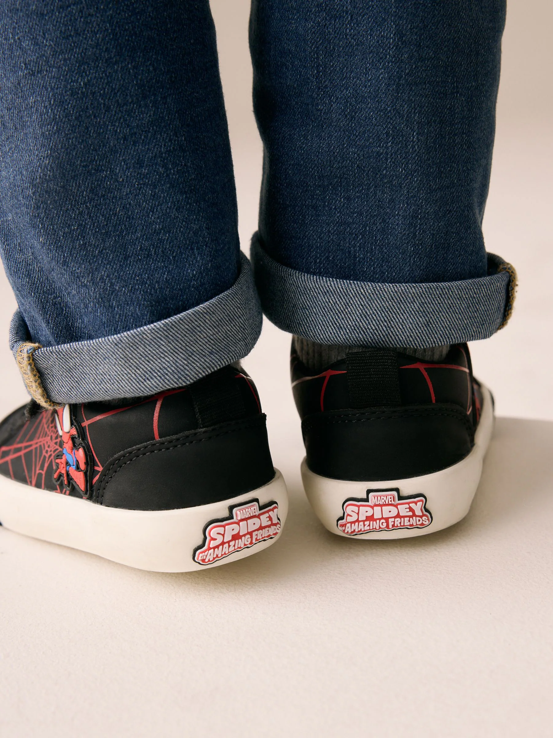 Zwart/Rood Spiderman - Sneakers met klittenbandsluiting en elastische veters