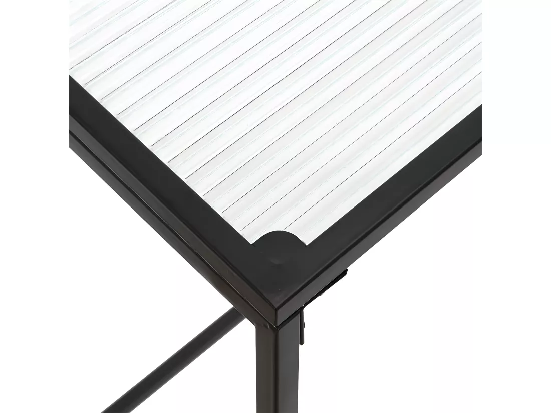 GLASSI - Console Noire Plateau en Verre Texturé