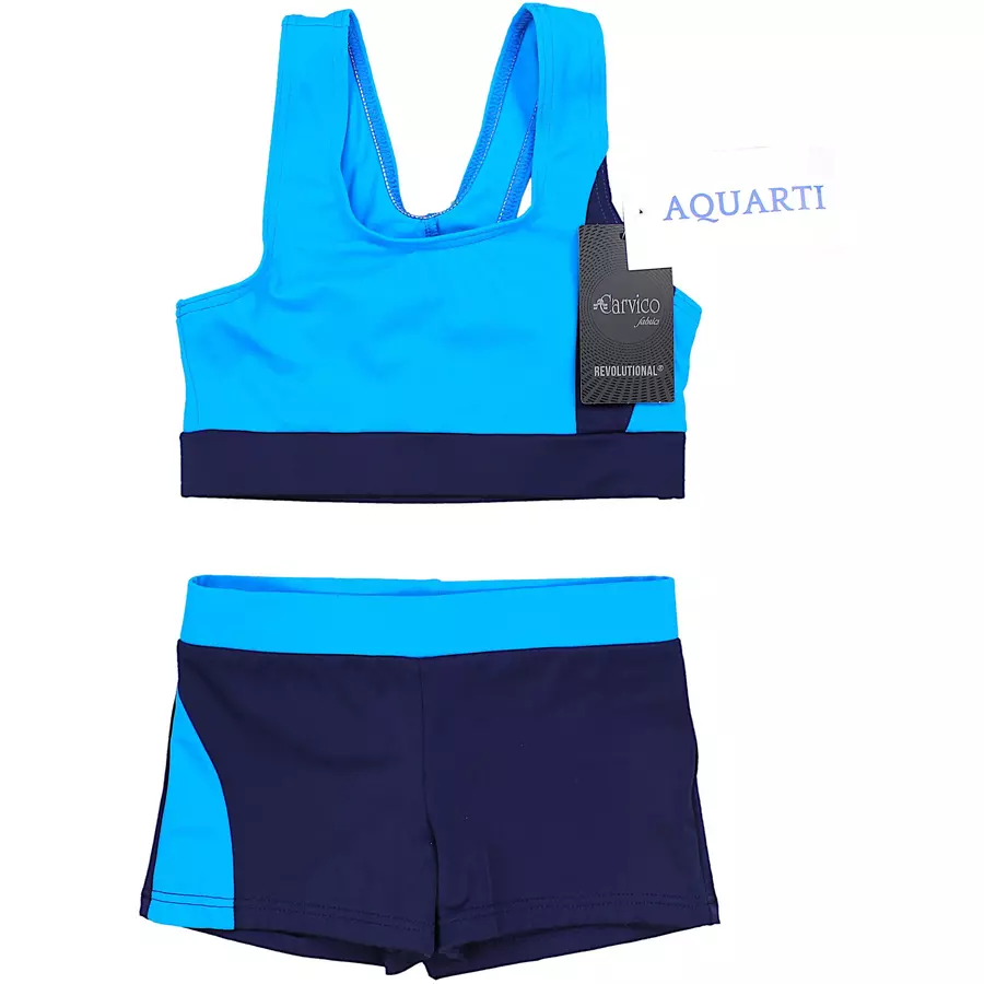 Aquarti Mädchen Sport Bikini - Racerback Bustier & Badehose dunkelgrün